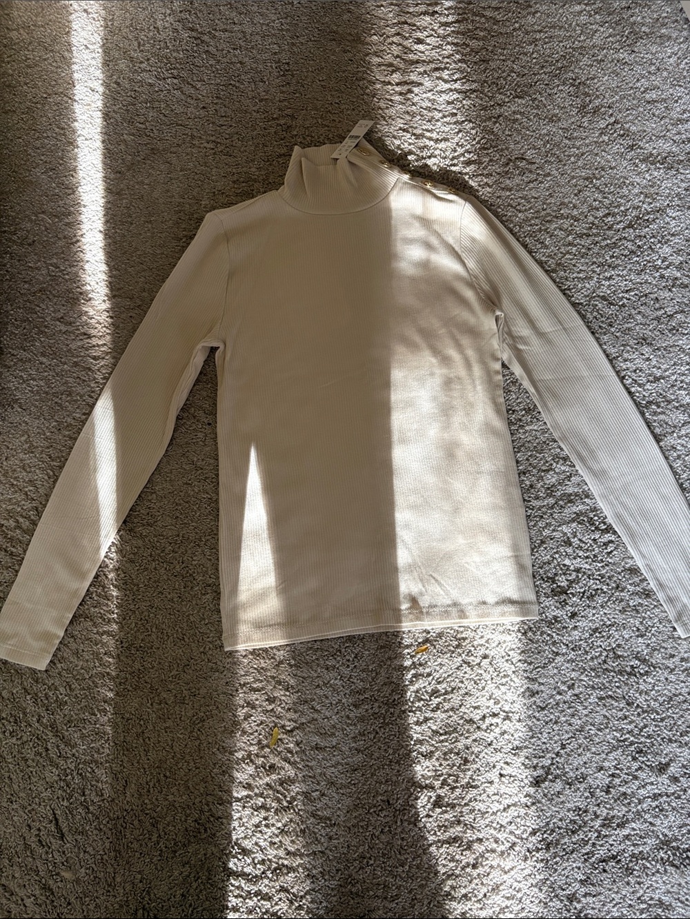 J. Crew Cream Ribbed Mock Neck Top